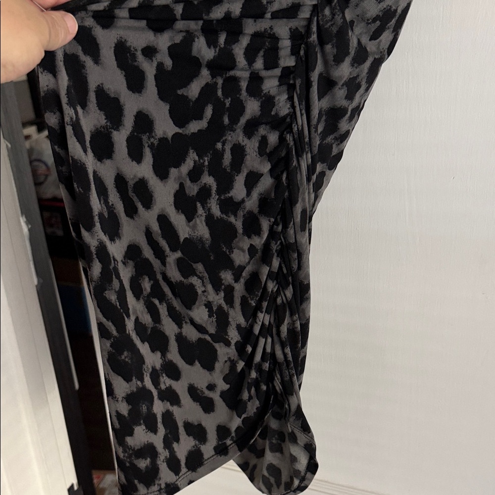 Torrid Gray Leopard Print Cowl Neck Top - Picture 3 of 4